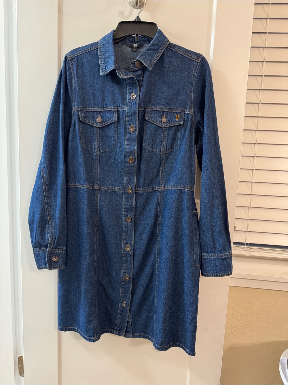 Frye Blue Denim Button-Up Shirt Dress Country Cowgirl